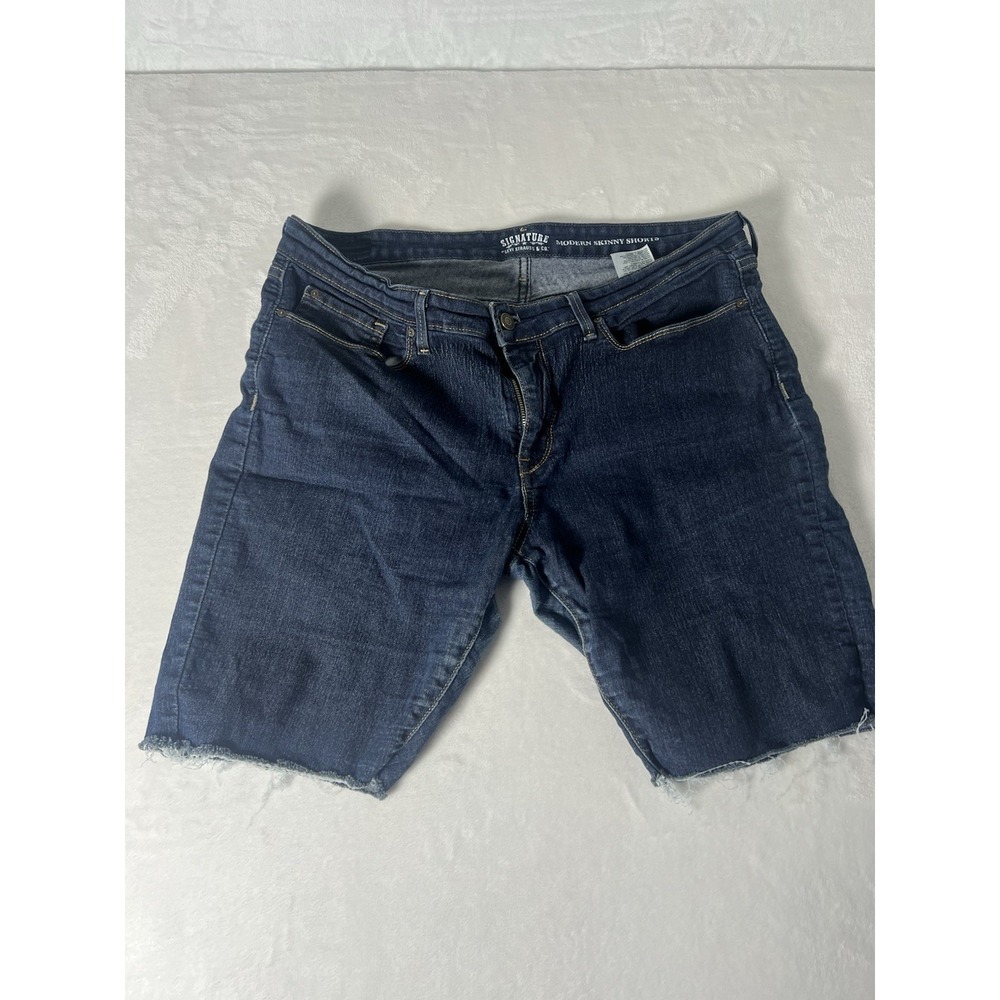Signature Levi Strauss Womens Modern Skinny Dark Blue Denim Shorts Size 18 W34